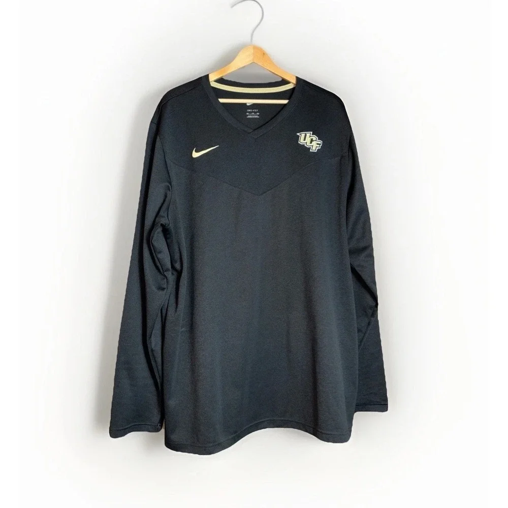Nike Dri-Fit UCF Knights Long Sleeve V-Neck Shirt Men's Size XXL Black